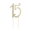 Janou 15 Cake Topper Number 15 Crystal Rhinestones 15Th Cake Decoration For Birthday Anniversary Party Decoratio (Gold)