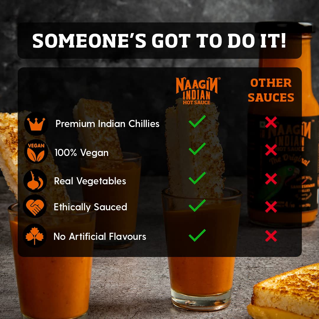 Naagin Indian Hot Sauce - The Original (230G, 8.11 Oz) | Classic Hot & Sweet Sauce | Medium Spicy | Instant Taste Upgrade | 100%