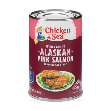 Chicken of the Sea Alaskan Pink Salmon, 14.75 Ounce Cans (Pack of 12), Wild Caught Canned Salmon, Traditional Style