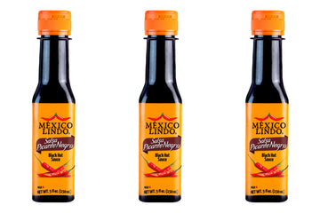 Mexico Lindo Picante Negra Hot Sauce | Light & Spicy | 8,400 Scoville Level | Great With Asian Food, Seafood & Meat | 5 Fl Oz Bottle (Pack Of 3)