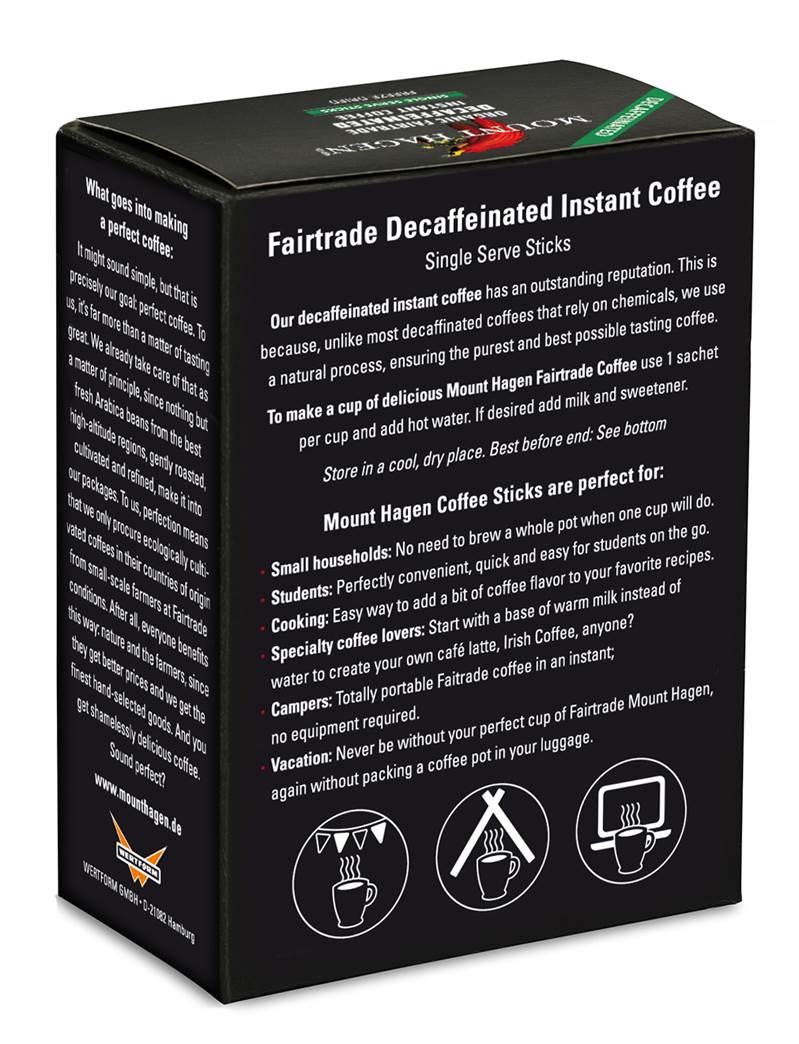 Mount Hagen 25 Count Single Serve Instant Decaf Coffee Packets - 2 Pack | Decaffeinated Organic Medium Roast Arabica Beans | Eco
