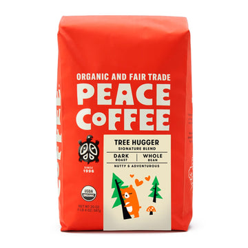 Peace Coffee Tree Hugger Signature Blend, Dark Roast (Nicaragua, Guatemala And Honduras Origins) Organic Fair Trade Coffee, Whole Bean 20Oz. Bag