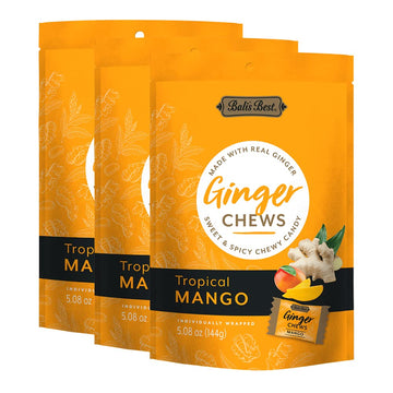 Bali'S Best Ginger Chews - Tropical Mango Flavor (3 Pack) 100% Real Ginger, Sweet Spicy Chewy Mango Ginger Candies, 3X 5.08Oz 14