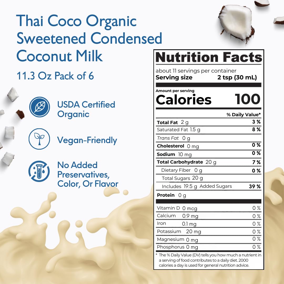 Thai Coco - Organic Sweetened Condensed Coconut Milk Dairy Free - 11.3 Oz. 6 Pk