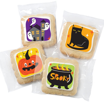 Halloween Cookies 24 Pack Decorated | INDIVIDUALLY WRAPPED Bulk Party Favors Sugar Cookies | Gift Basket Pumpkin Ghosts Scary |