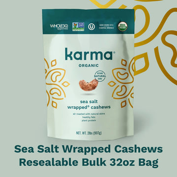 Organic Cashews by Karma Nuts, Vegan, Gluten Free, Low Net Carb, Natural, Everyday Nut Snack, Great For Baking, Resealable Bulk