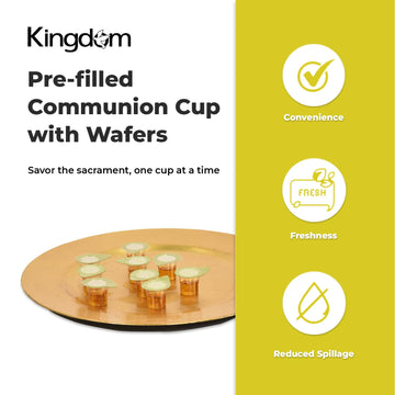 Kingdom Prefilled Communion Cup With Wafers(500Ct-White Juice) Sealed In A Single-Serving Container With 1-Year Shelf Life, Perf