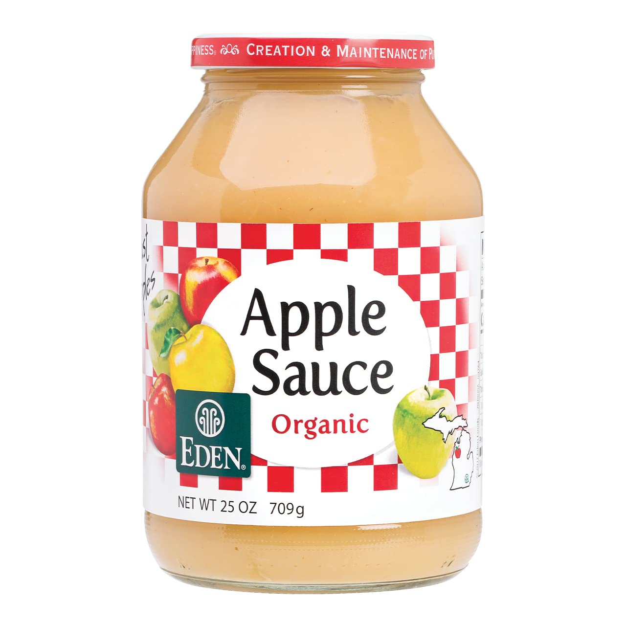 Eden Organic Applesauce, No Sugar Added, 1.5 Lb Of Great Lakes Apples Per Jar, 25 Oz