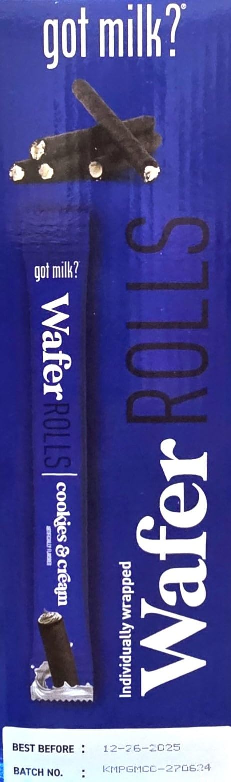 Got Milk? Wafer Rolls, Cookies & Cream, 17 oz Box, 30 Individually Wrapped Rolls, Model GMCCWS480-12