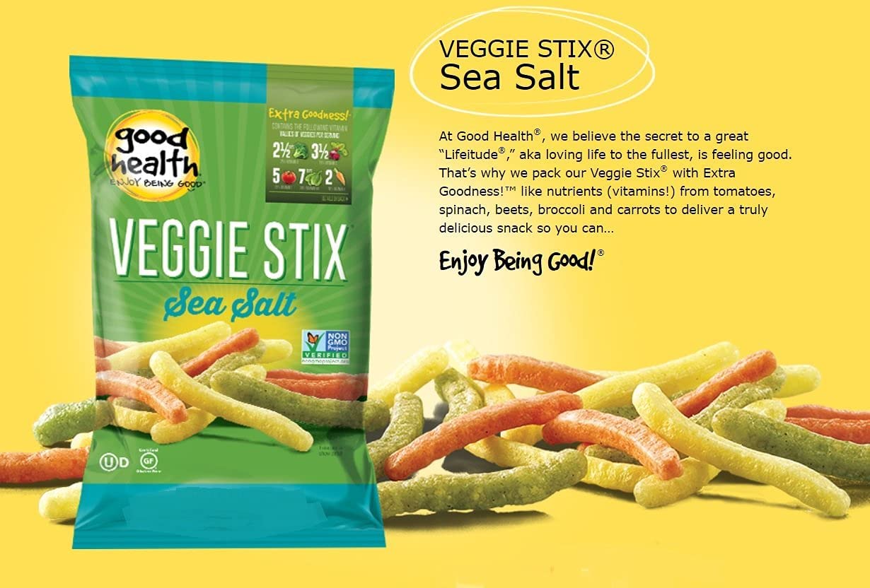 Good Health Veggie Stix Sea Salt Bag, Gluten Free, Crunchy, Great For Lunches Or Snacking On The Go, 24 Oz, 24 Count