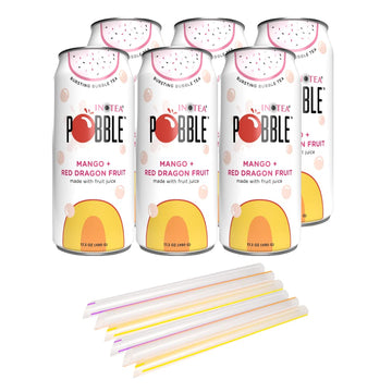 Inotea Pobble Bursting Bubble Tea (Pack Of 6 Cans) Includes Saltation Thank You Card | Canned Iced Tea Made With Real Fruit Juic