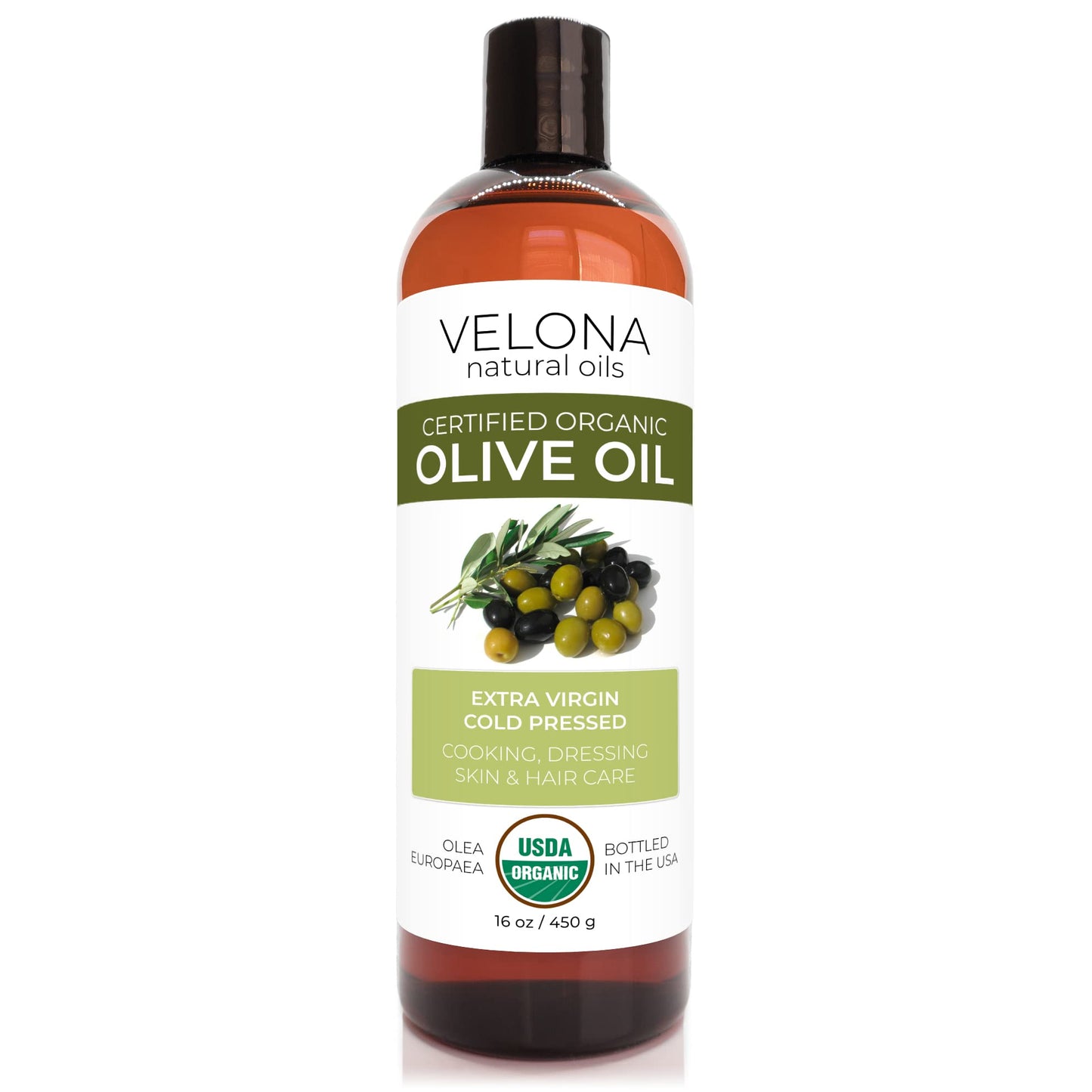 Velona Usda Certified Organic Olive Oil - 16 Fl Oz | 100% Pure And Natural Carrier Oil | Extra Virgin, Unrefined, Cold Pressed