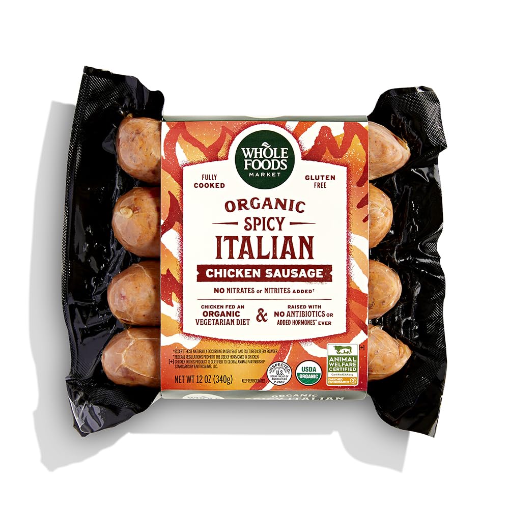 Whole Foods Market, Chicken Sausage Italian Spicy Organic Step 3, 12 Ounce