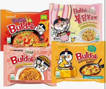 Samyang Buldak Hot Spicy Chicken Ramen Noodle Korean Stir-Fried Ramen (11, 2 Cream Carbonara, 2 Habanero Lime, 2 Tom Yum, 1 Carb