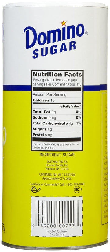 Domino Sugar Granulated Canister, 1 Lb