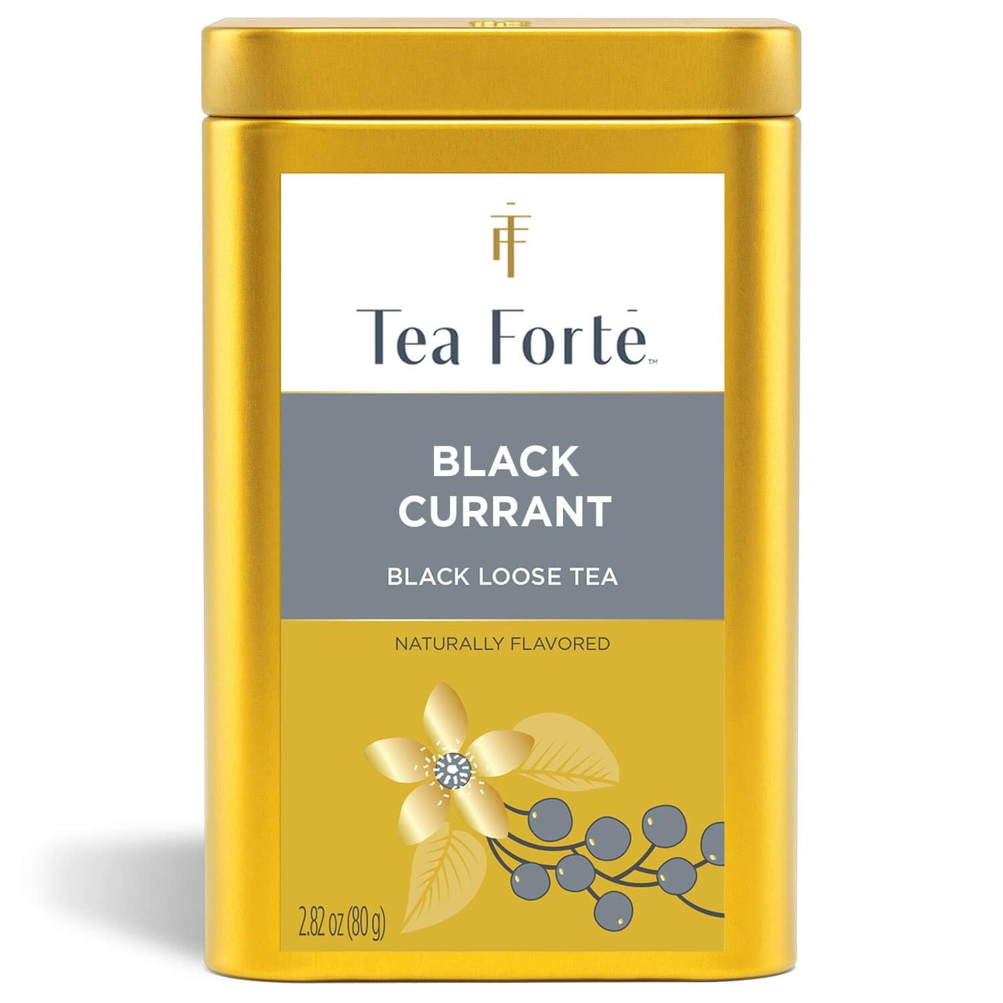Tea Forte Black Currant Top-Grade Loose Leaf Caffeinated Black Tea Blend Canister Makes 35-50 Cups