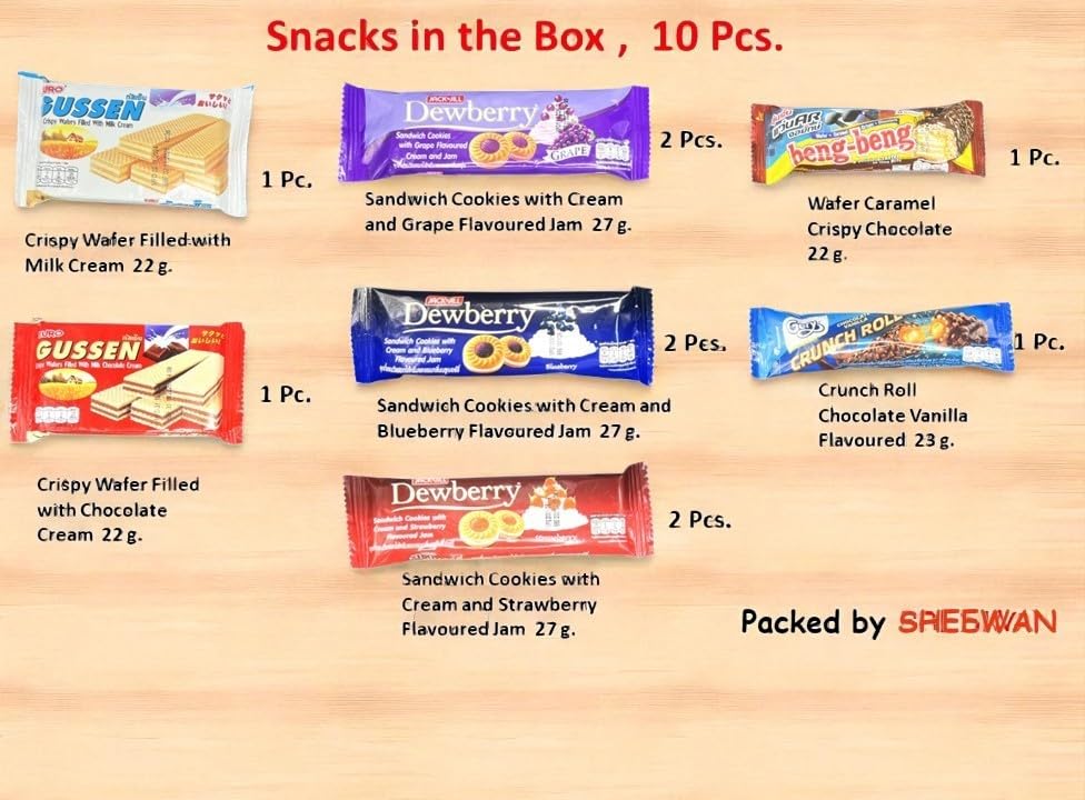 Thai Cookies & Wafers Snack Bundle - 10-Pack Assorted Sweet Treats Gift Box from Thailand