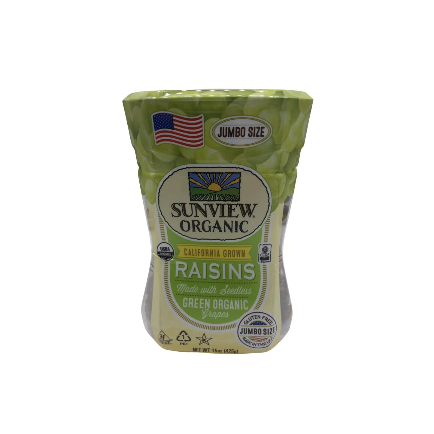 Sunview Organic Green Raisins - 3 15 Oz. Canisters
