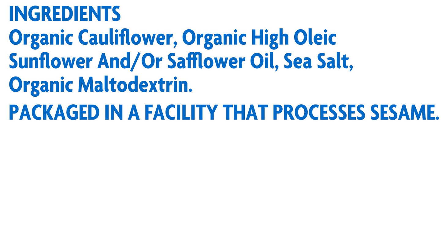 Rhythm Superfoods, Organic Sea Salt Cauliflower Bites, 14 Ounce