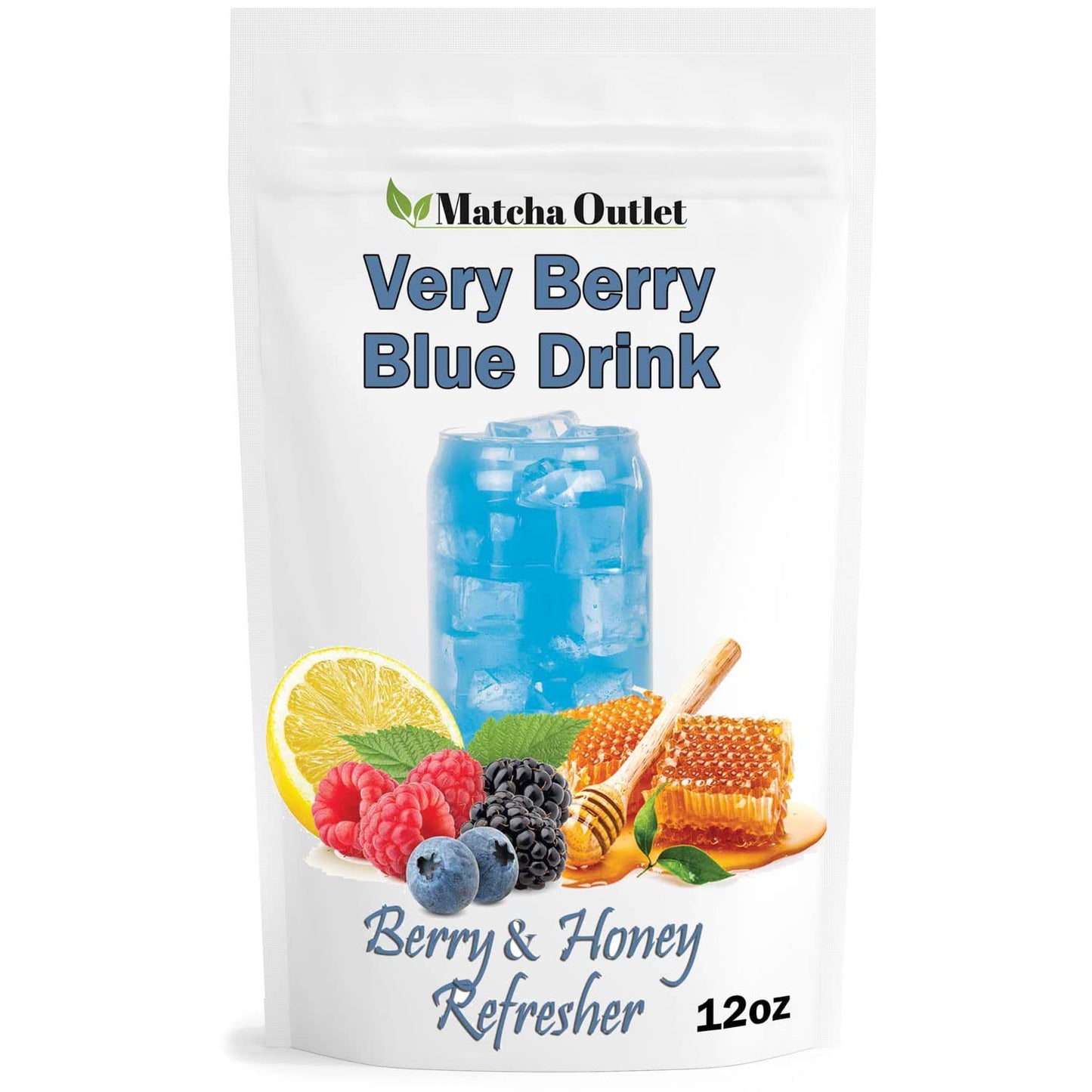 Blue Drink Spirulina Powder, Berry & Honey Refresher 12Oz Blue Drink Mix Natural Food Colorant Perfect For Ice Mix Yogurts Baked Treats Loaded Tea Bubble Tea