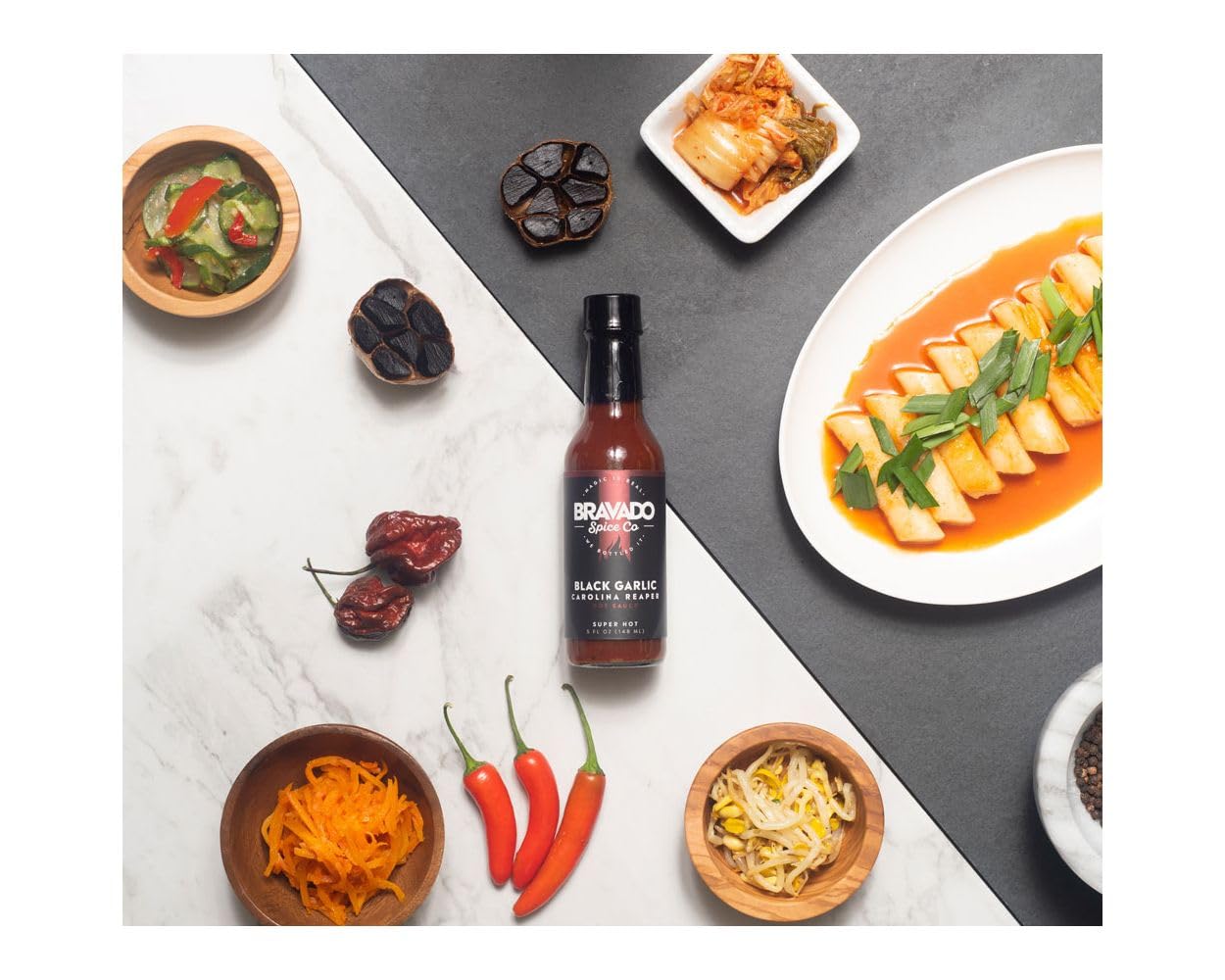 Black Garlic And Carolina Reaper Hot Sauce By Bravado Spice Featured On Hot Ones Gluten Free, Vegan, Low Carb, Paleo All Natural 5 Oz Bottle Award Winning Gourmet Hot Sauce