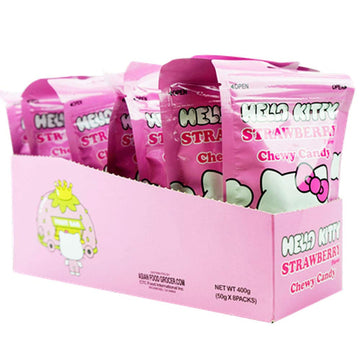 Milk Chewy Candy 50G (Hello Kitty Strawberry, 8 Packs)