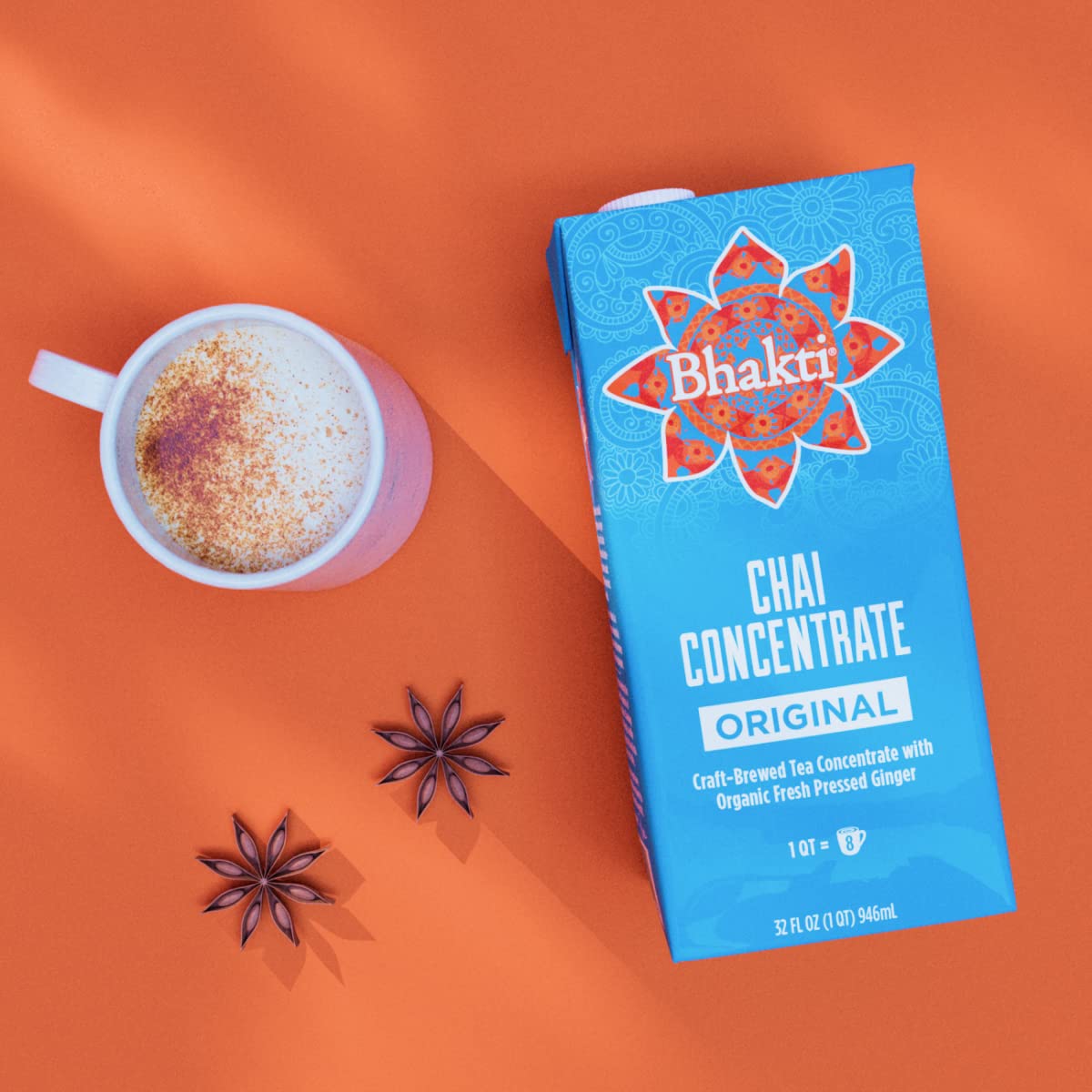Bhakti Fair Trade Dairy-Free Premium Chai Tea - Original Concentrate (32 Ounce, 1 Count) - Experience The Fresh And Spicy Ginger