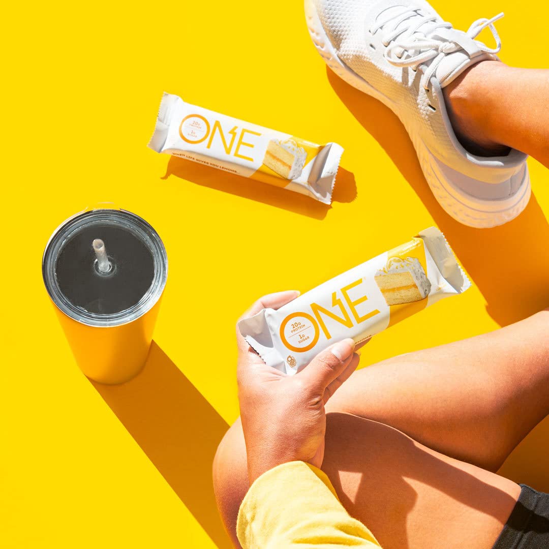 One Protein Bars, Lemon Cake, Gluten Free Protein Bars With 20G Protein And Only 1G Sugar, Guilt-Free Snacking For High Protein