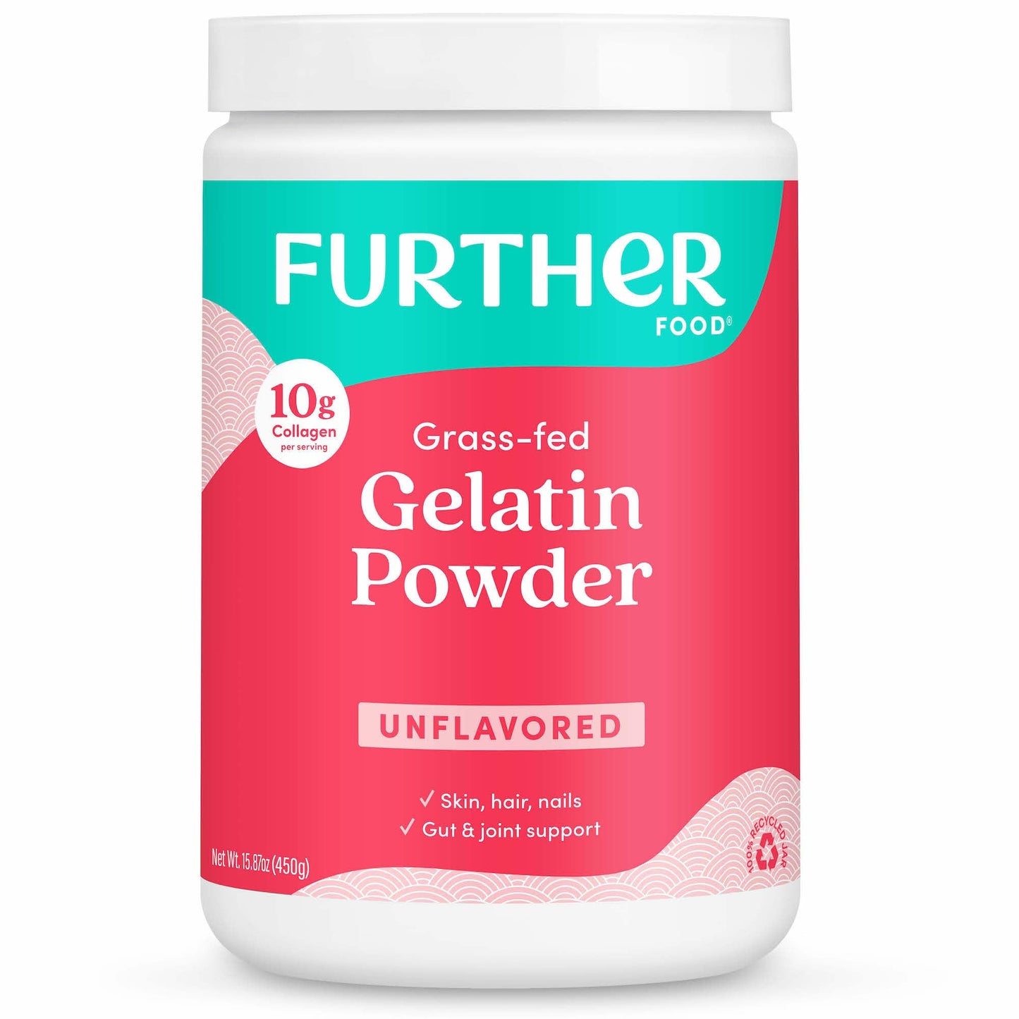 Further Food Premium Gelatin Powder, Unflavored, Grass-Fed, Non-GMO, 15.87 oz, Keto, Paleo
