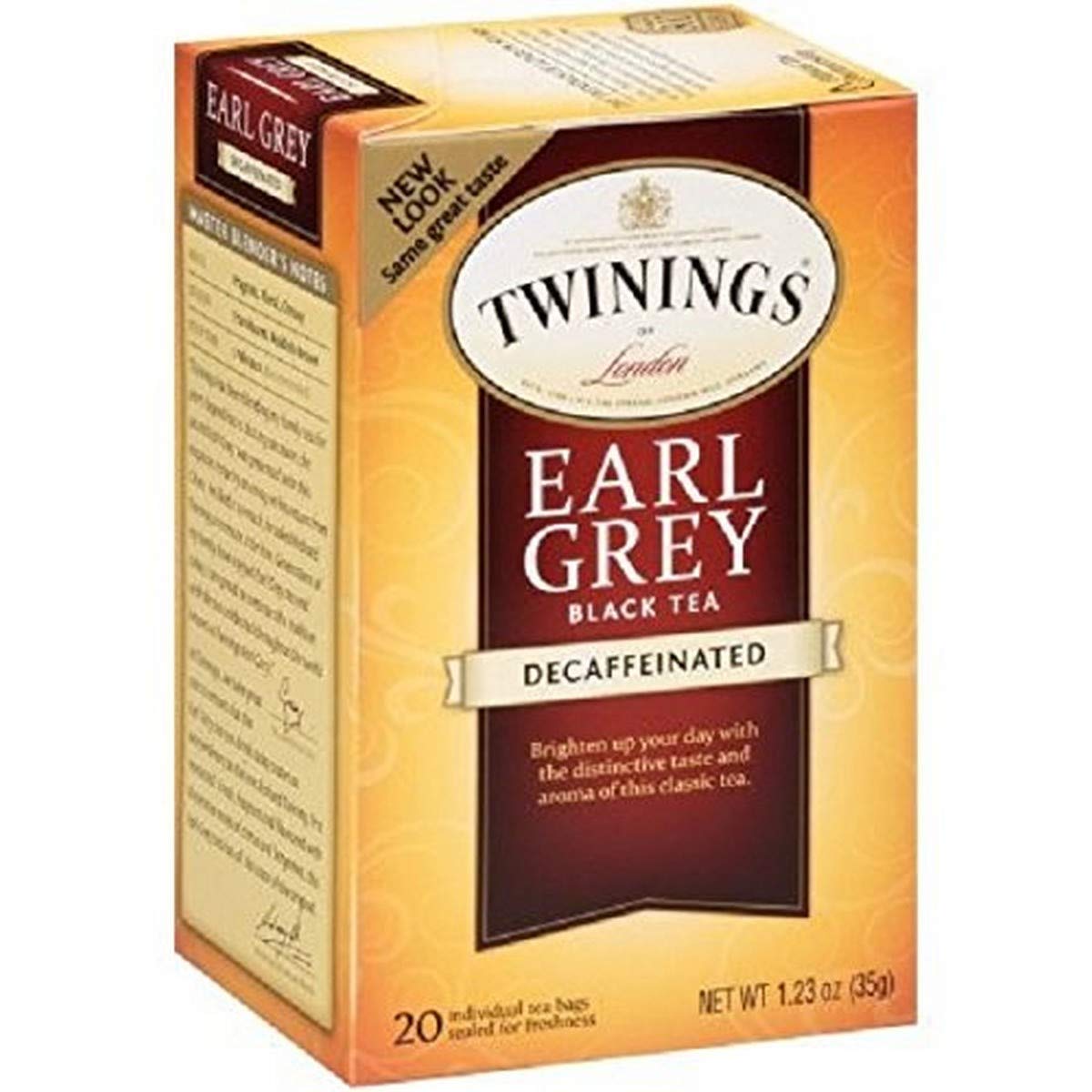 Twinings Of London Decaffeinated Earl Grey Black Tea, 1.23 Ounce, 20 Count (Pack Of 6)