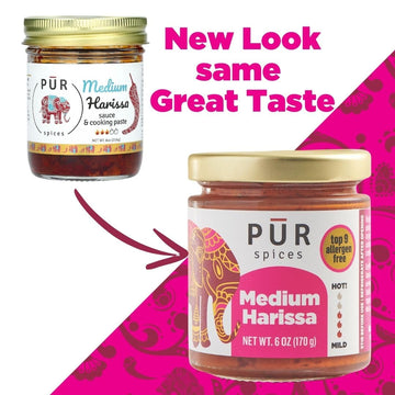 PUR Spices Medium Harissa Paste I Hot Sauce for Cooking and Dipping I Spicy Chili Pepper and Garlic Paste | Middle Eastern Inspi