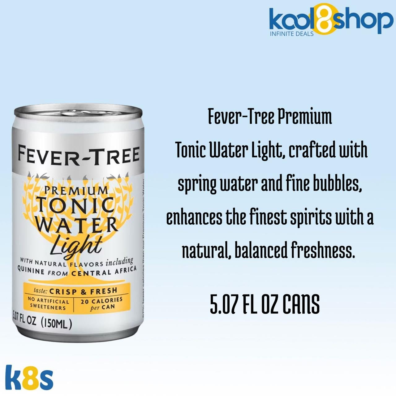 Fever-Tree Tonic Water Light Premium Mixer, 5.07 fl oz Aluminum Cans, 24 Pack, Model 345821