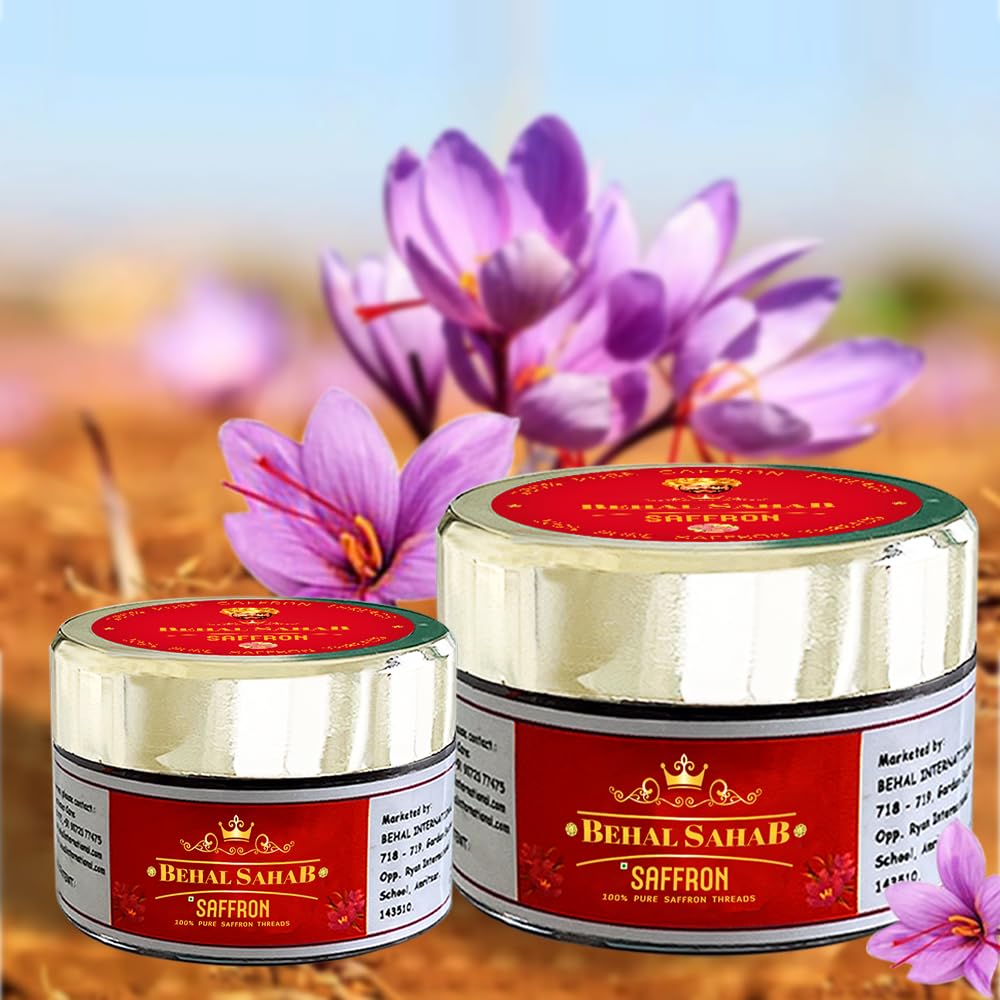 Behal Sahab 100% Pure Saffron, Handpicked Kashmiri Kesar, Premium Quality, 0.071 oz (2 Gram)