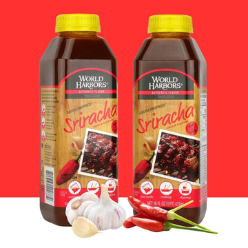 World Harbors Sriracha Hot Sauce & Marinade Perfect For Grilled Meats, Seafood, Dipping, Marinades & Garnishes - Enhance Your Me