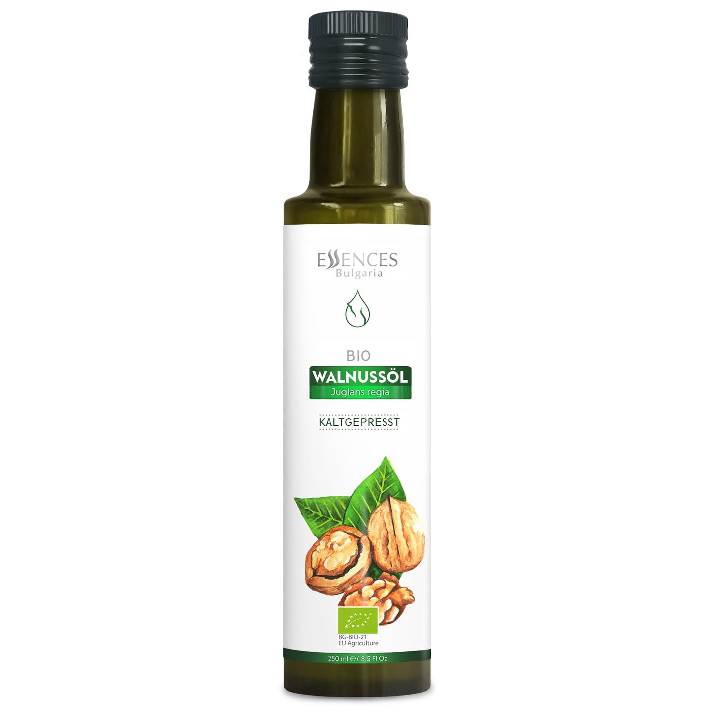 Essences Bulgaria Organic Walnut Oil 8.5 Fl Oz | 250Ml | 100% Natural Cold-Pressed Oil | Extra Premium Quality | Excellent Taste