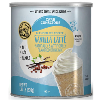 Big Train Carb Conscious Blended Ice Coffee, Vanilla Latte, Low Carb Powdered Instant Coffee Drink Mix, 1.85 Pound (Packaging May Vary)