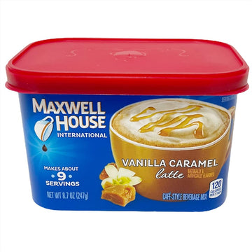 Maxwell House International Vanilla Caramel Latte Caf -Style Instant Coffee Beverage Mix, 4 Ct. Pack, 8.7 Oz. Canister