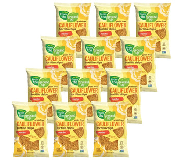 From the Ground Up Cauliflower Tortilla Chips Nacho Flavor, Made with Real Cauliflower, Plant Based, Non GMO, Gluteen Free, 4.5