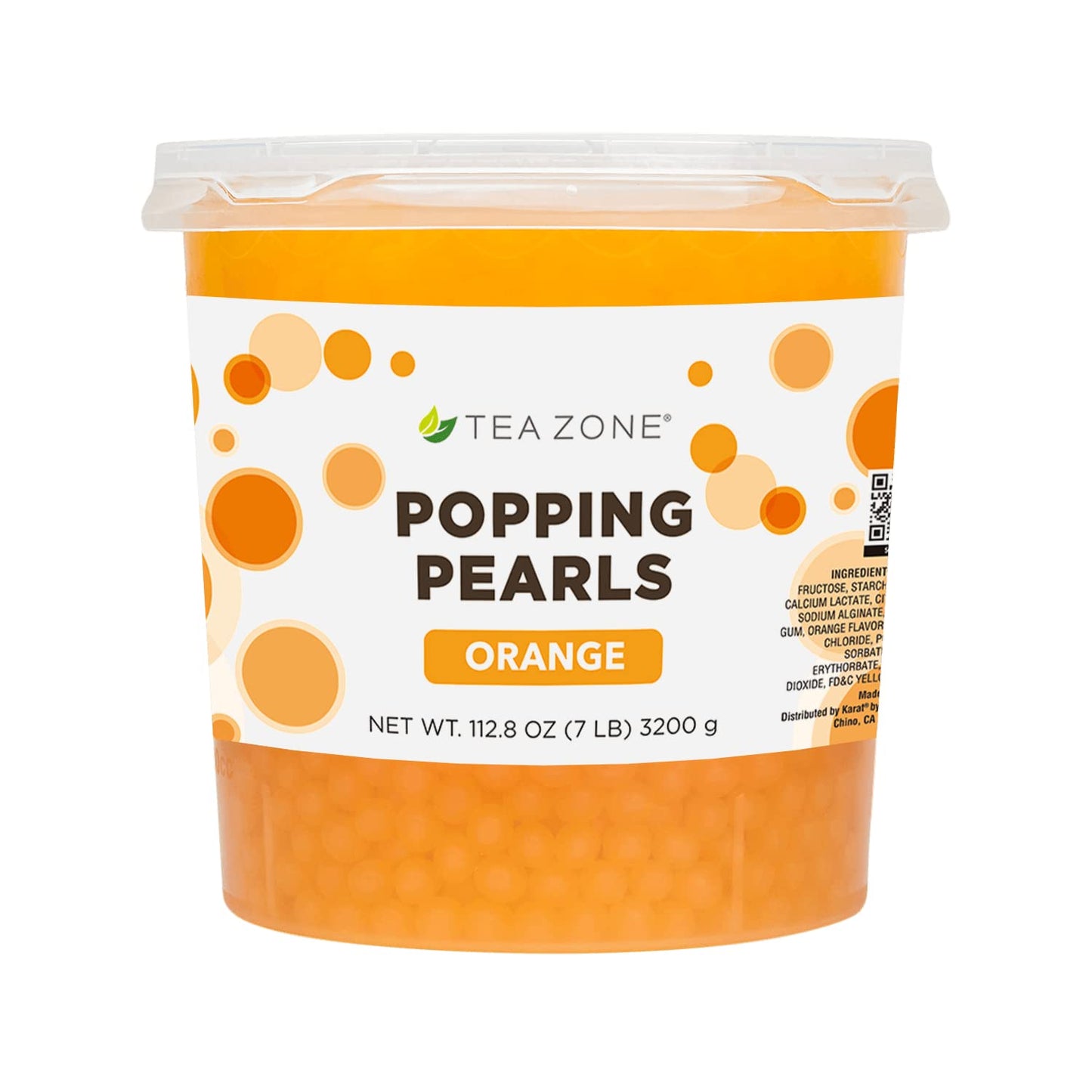 Tea Zone B2052 7 Lbs Orange Popping Pearls For Boba Tea Beverages, Sweets, Ice Cream Topping