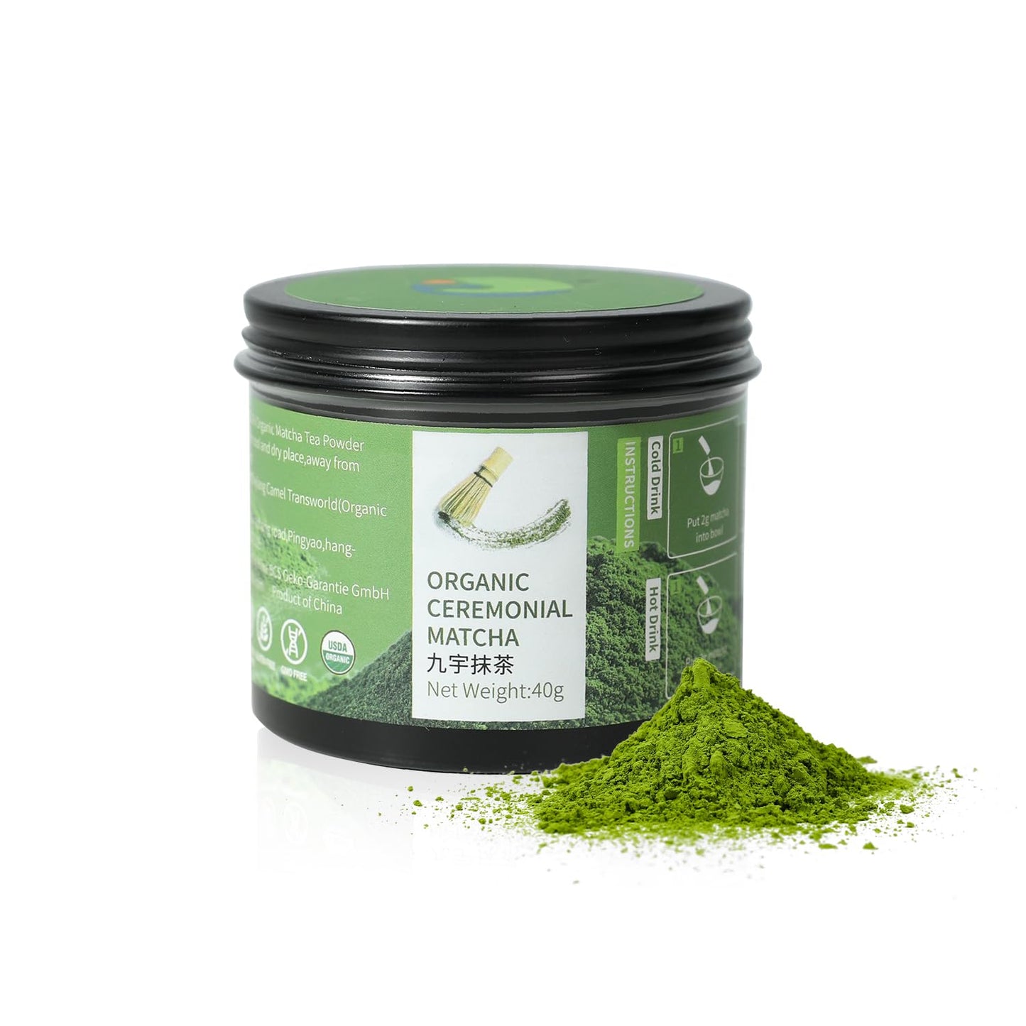 Organic Ceremonial Grade Matcha Powder For Matcha Latte Preparation First Harvest 1.41Oz(40G) Tin 100% Pure Top-Grade Unsweetened Matcha Morning Energy Boost For Iced Matcha Drinks Smoothie Additive Baking Ingredient