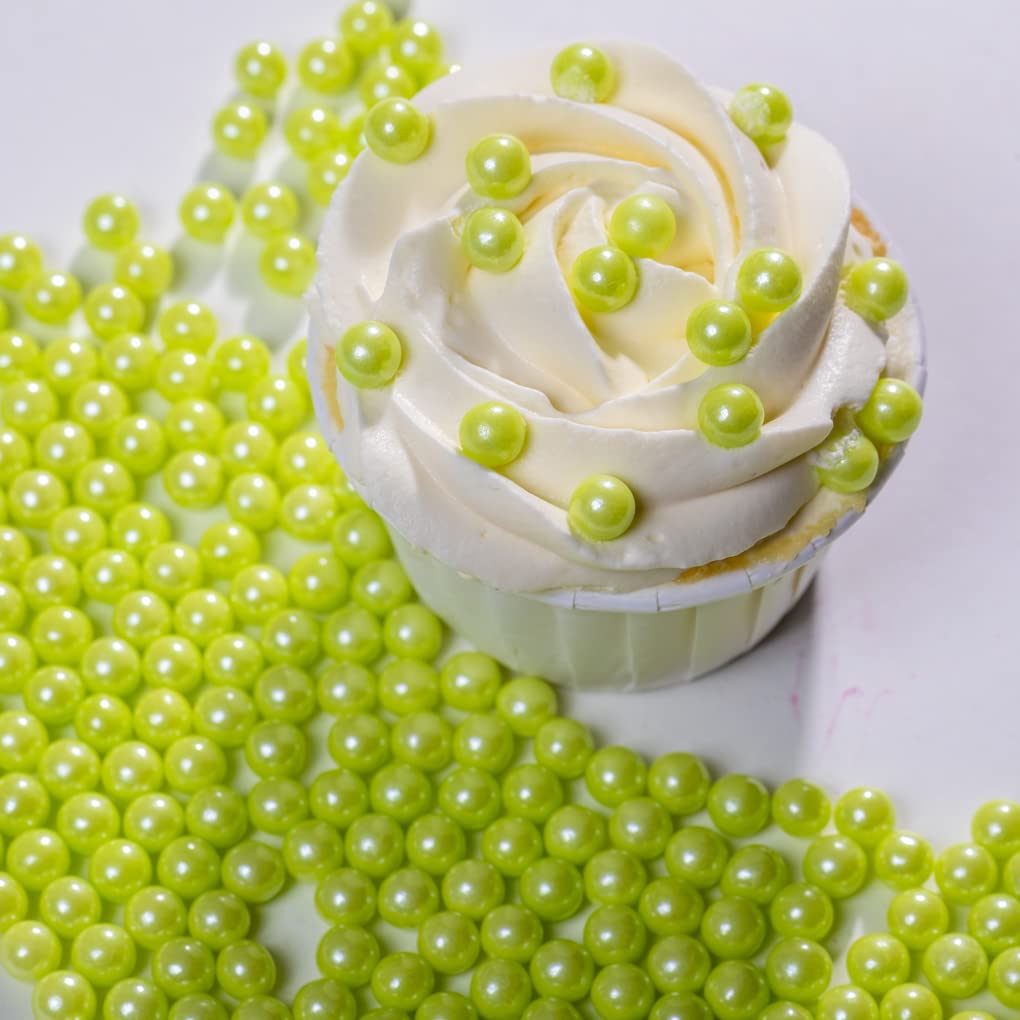 Light Green Sprinkles Edible Pearls,Cake Sprinkles 130G 4.6Oz,Cookie Sprinkles,Sugar Pearl, Edible Candy Pearls For Cake Cupcake Decorationg (7Mm-Lightgreen)