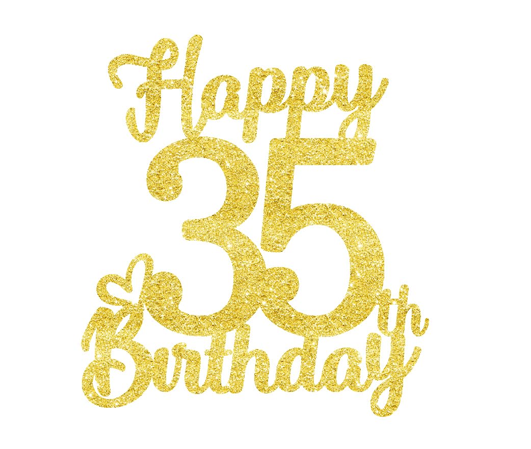 35 Birthday Cake Toppers-Gold Glitter, 35Th Cake Topper For Men,35 Cake Topper For Women, 35Th Birthday Decorations,35Th Birthda