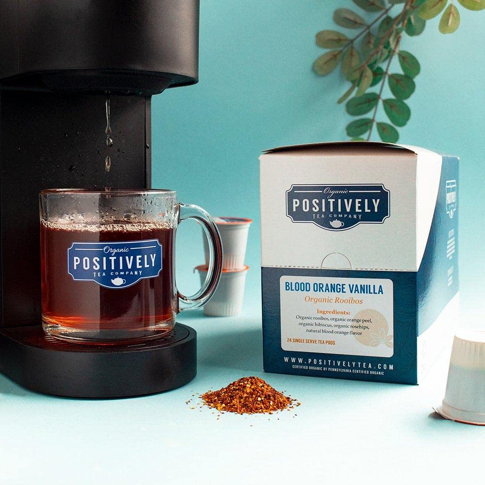 Organic Positively Tea Company Blood Orange Vanilla Rooibos Tea K-Cup Compatible 24 Pods