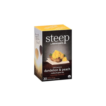 Bigelow 17715 Steep Tea, Dandelion & Peach, 1.18 Oz Tea Bag, 20/Box