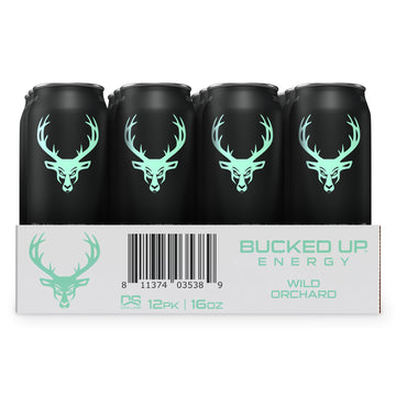 Bucked Up Energy Drink 300mg - Wild Orchard Flavor - 12 Count