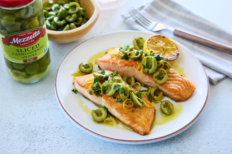 Mezzetta Sliced Castelvetrano Olives| Non-Gmo, Gluten Free, Keto Vegetarian | 8.25 Ounces Drained Weight (Pack Of 6)