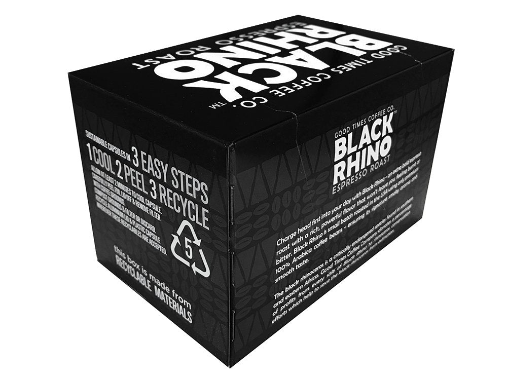 Good Times Coffee Co. Black Rhino Espresso Roast Coffee Pods, 12 Count (Pack of 3), Coffee