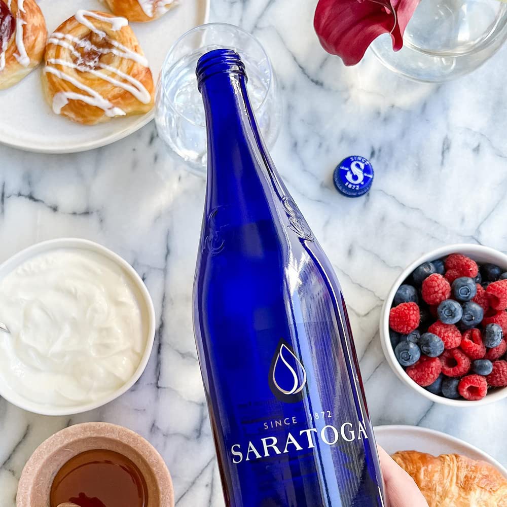 Generic Saratoga Still Spring Water | Sodium Free, Low Mineral | 28 oz (Pack of 12 Glass Bottles)
