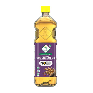 24 Mantra Organic Unrefined Groundnut Oil/Moongphali Ka Tel- 1 L | Pack Of 1 | 100% Organic | Chemical Free & Pesticides Free |