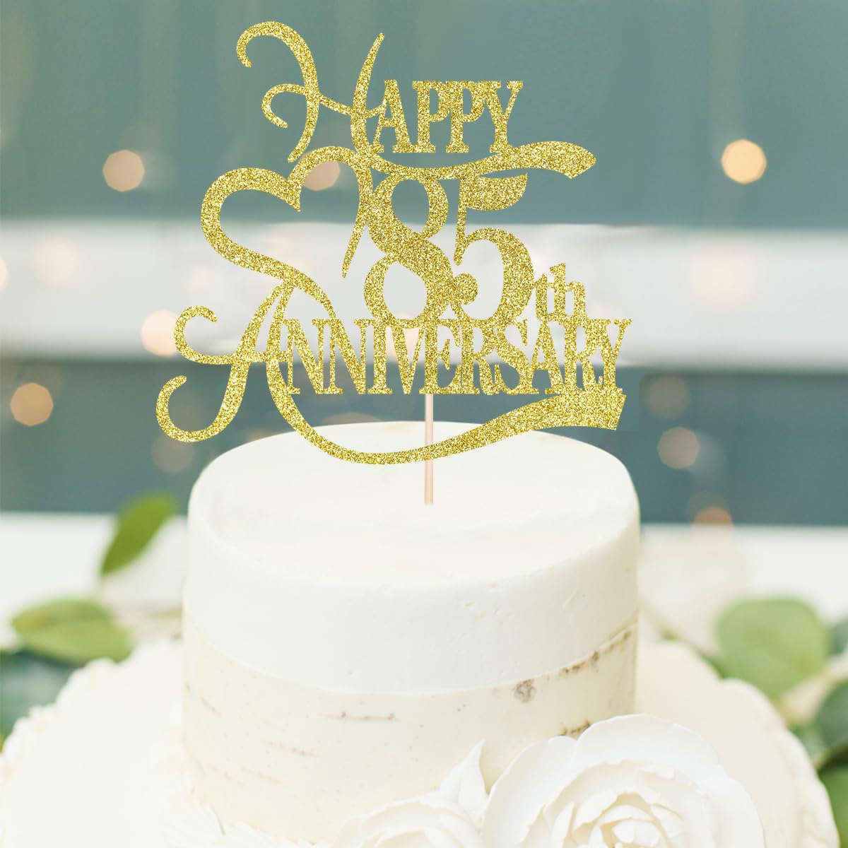 Yetxel Gold Glitter Cake Topper - 50th Anniversary Decoration - Paper - 85 Color
